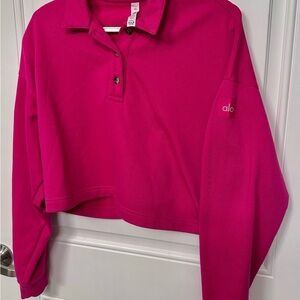 ALO Yoga Pink Crew Neck Cropped Sweater